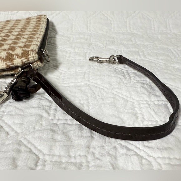 Coach Hamptons Vintage Mini Bag Y2K Brown Houndstooth Wool & Suede Turnlock - Picture 10 of 16